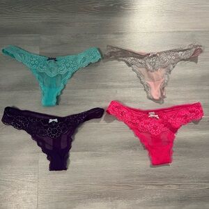 Victorias Secret Dream Angels Metallic Lace Thong Set size XS